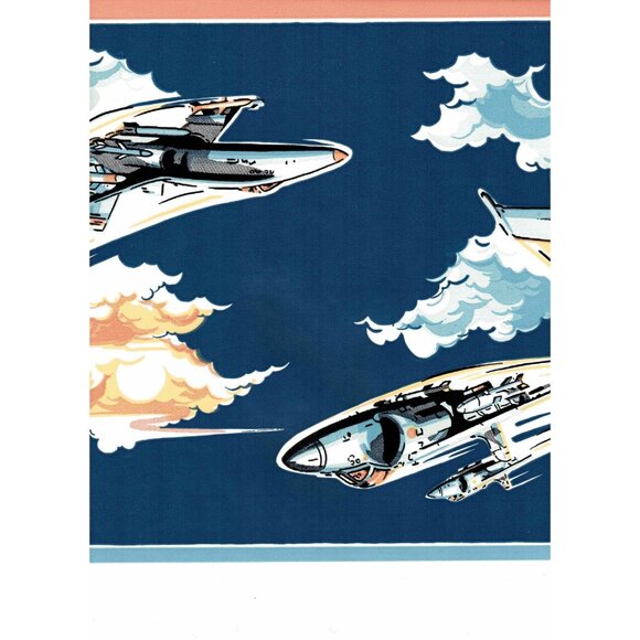 5 Rolls Airplane Wallpaper Border Blue 89485 Pre-Pasted Kids Aircraft Boys - Picture 3 of 8